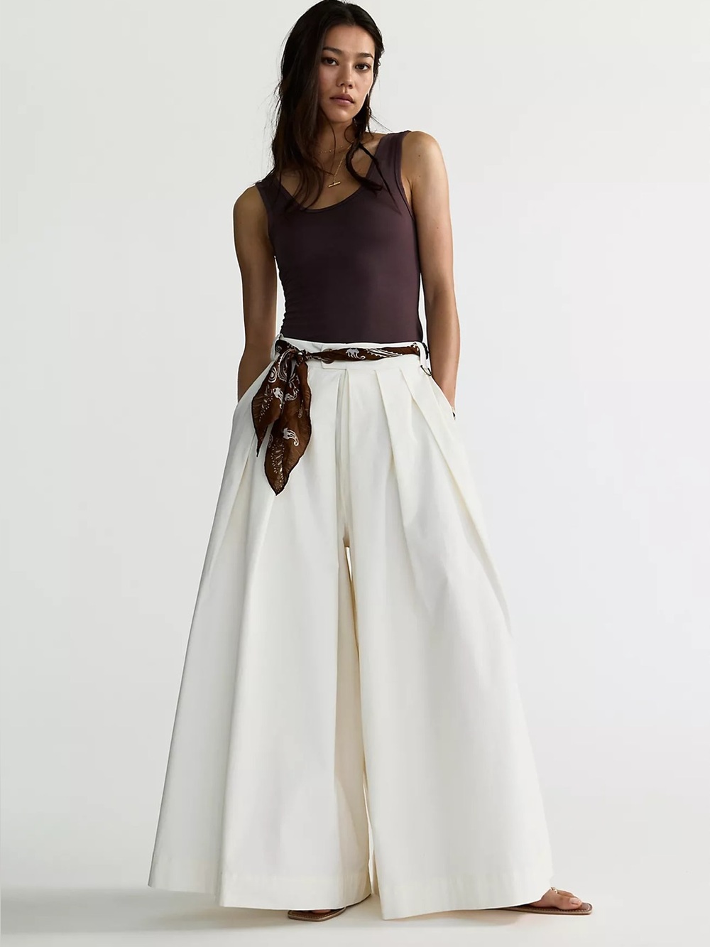 Free people Lasting Impression Wide-Leg Trousers coconut milk